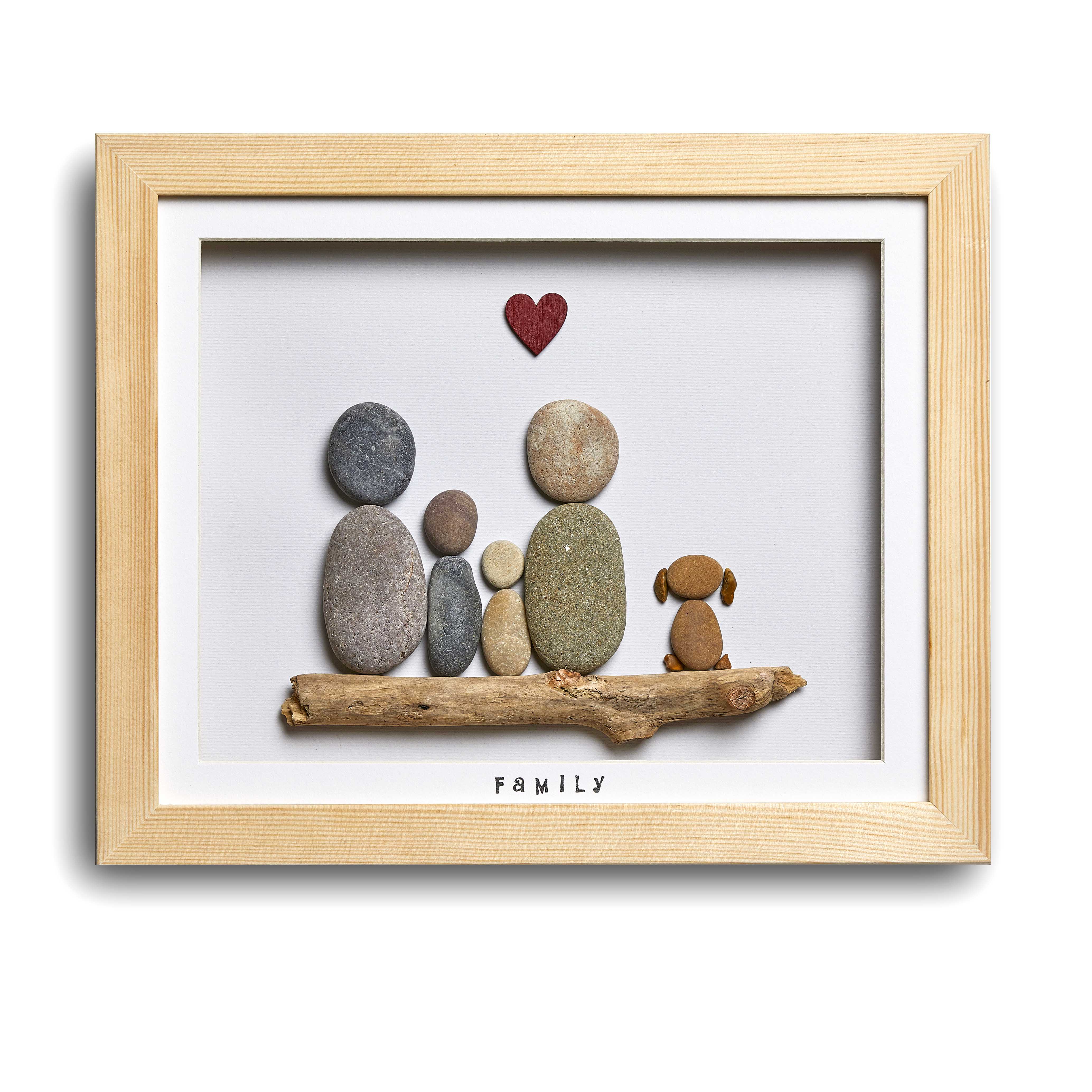 Pebble art family sales of 4 and dog